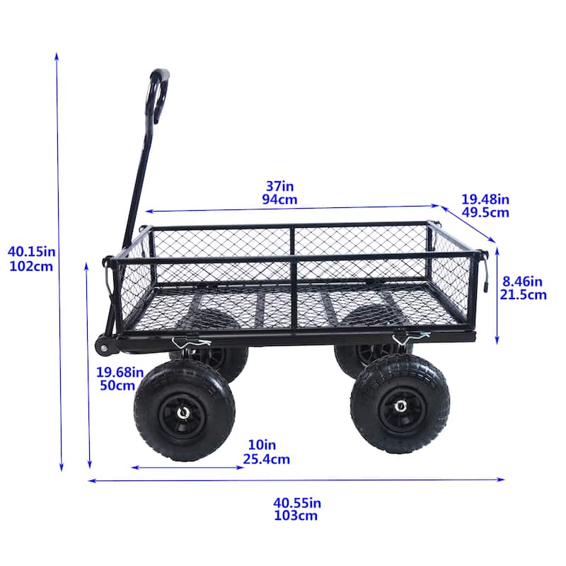 Wagon Cart Garden Trucks TC1840BKG - Sturdy and Convenient, Ideal for Transporting Firewood