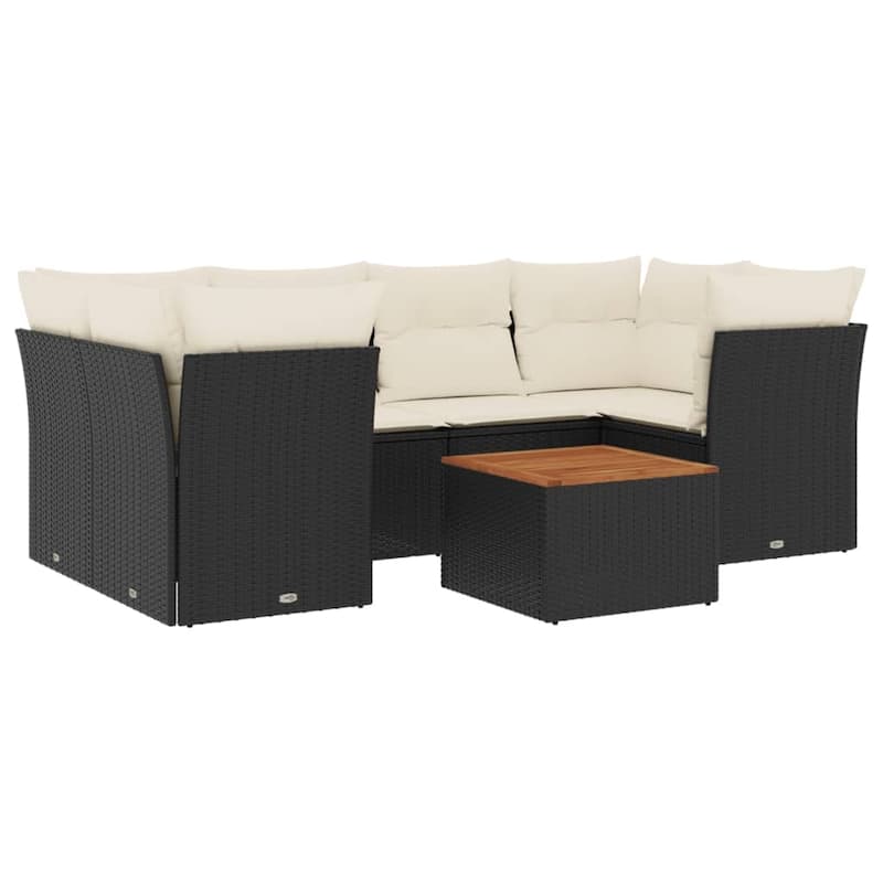 vidaXL Patio Sofa Set with Cushions Outdoor Furniture 7 Piece Poly Rattan - 21.7 x 21.7 x 14.6