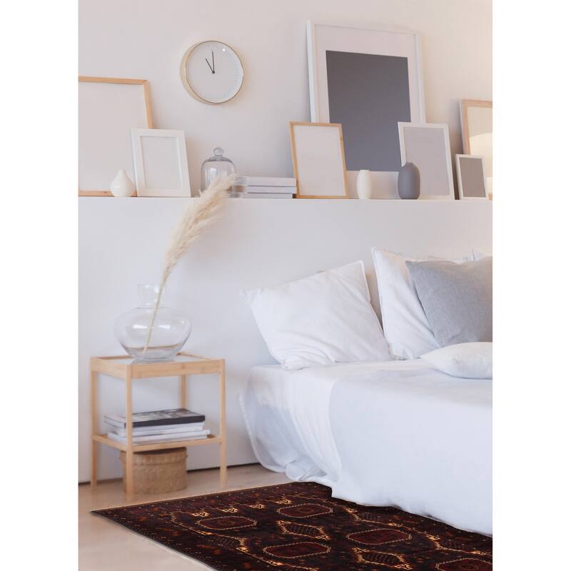 ECARPETGALLERY Hand-knotted Teimani Black, Dark Red Wool Rug - 4'2 x 6'5