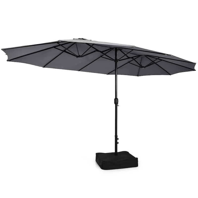 Costway 15FT Double-Sided Twin Patio Umbrella Outdoor Market W/ Crank