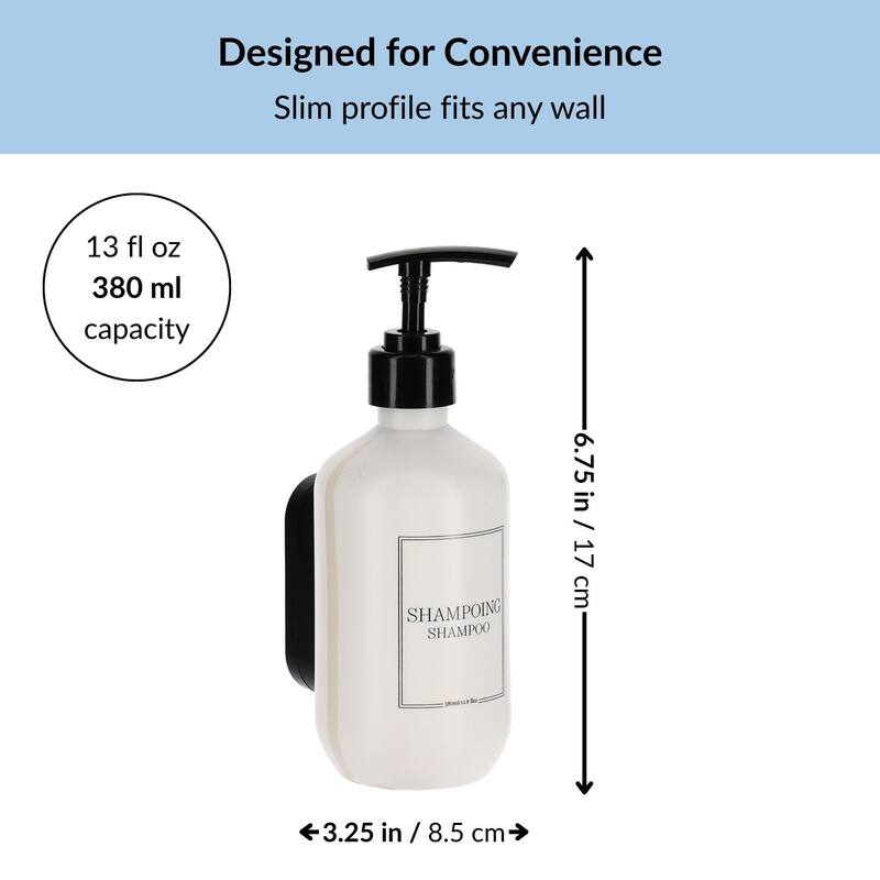 Wall-Mounted Shampoo Dispenser 13 fl oz (380ml) - White - 3.25 L x 3.25 W x 6.75 H