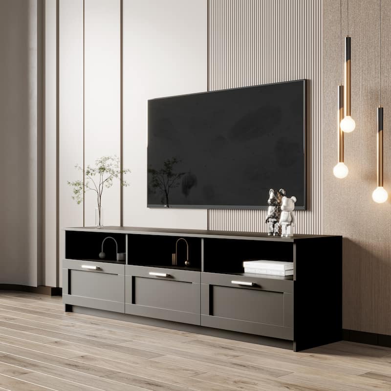 modern minimalist TV cabinet 80 inch TV stand - Black