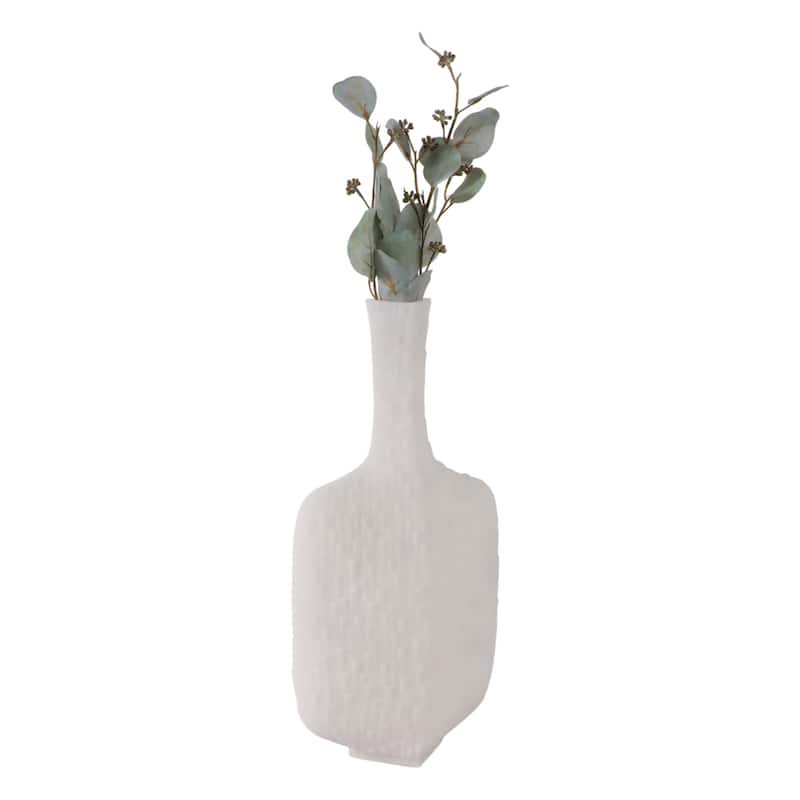 Resin Vase Mortsel Large Textured Square Neck Design - 19" White