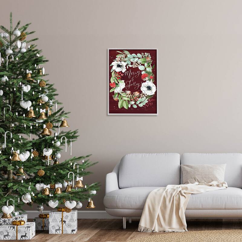 Stupell Merry & Jolly Seasonal Mushroom Wreath Framed Giclee Art by Caverly Smith