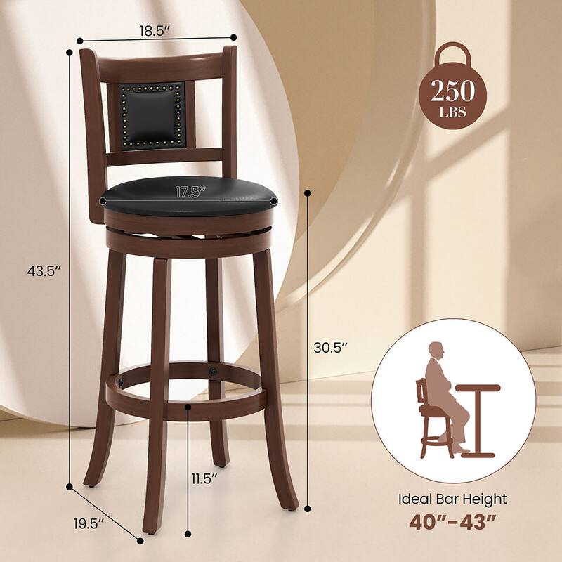 Gymax 30.5'' Swivel Bar Stool Set of 4 Counter Height Bar Stools