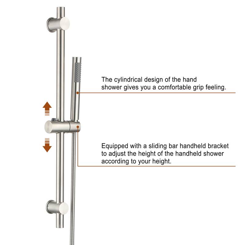 8-In Ceiling Mounted Shower System with Sliding Bar and 4 Body Sprays