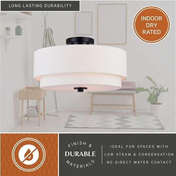 Burnaby Mid-Century Modern Ceiling Mount Light White Linen