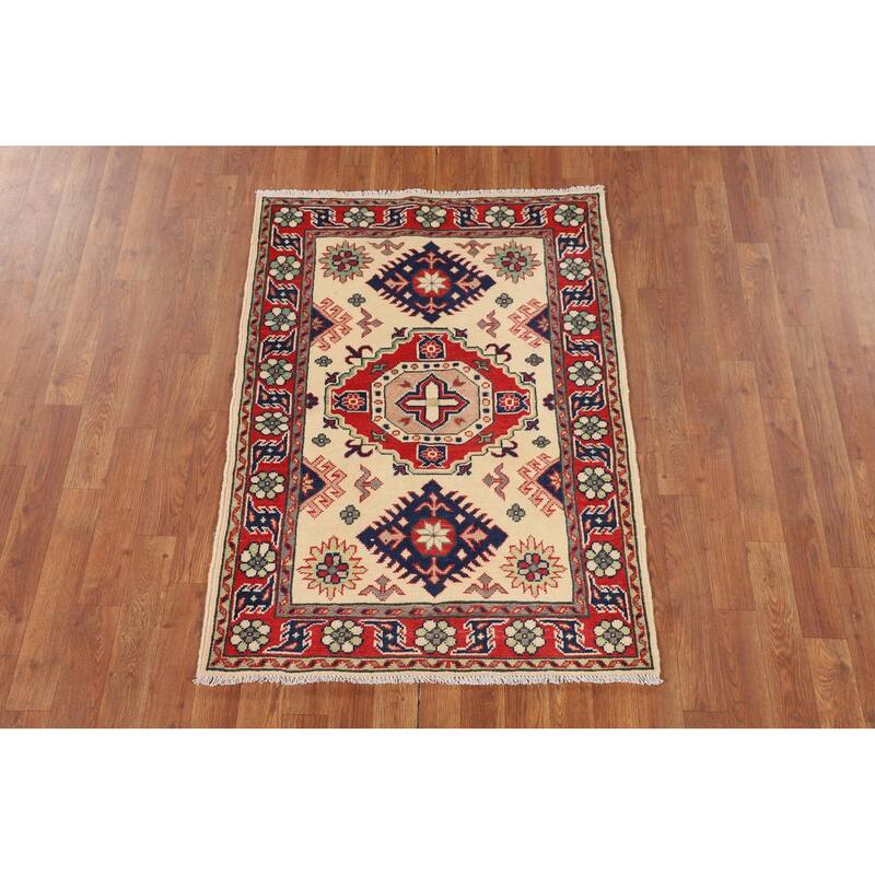 Kazak Foyer Rug Hand-Knotted Traditional Wool Carpet - 2'11" x 4'0"