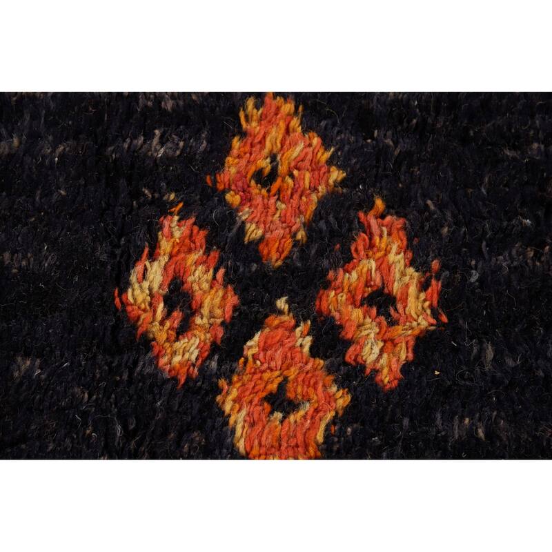 Navy Blue Plush Moroccan Area Rug Handmade Wool Carpet - 7'2" x 10'9"