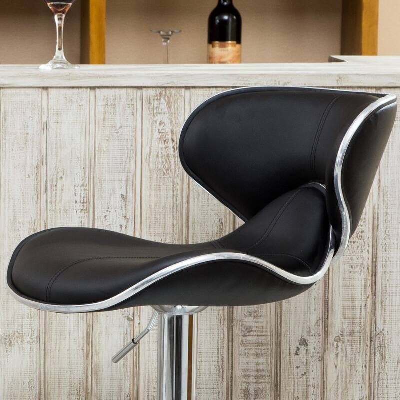 Roundhill Furniture Masaccio Leatherette Airlift Adjustable Swivel Barstool (Set of 2)