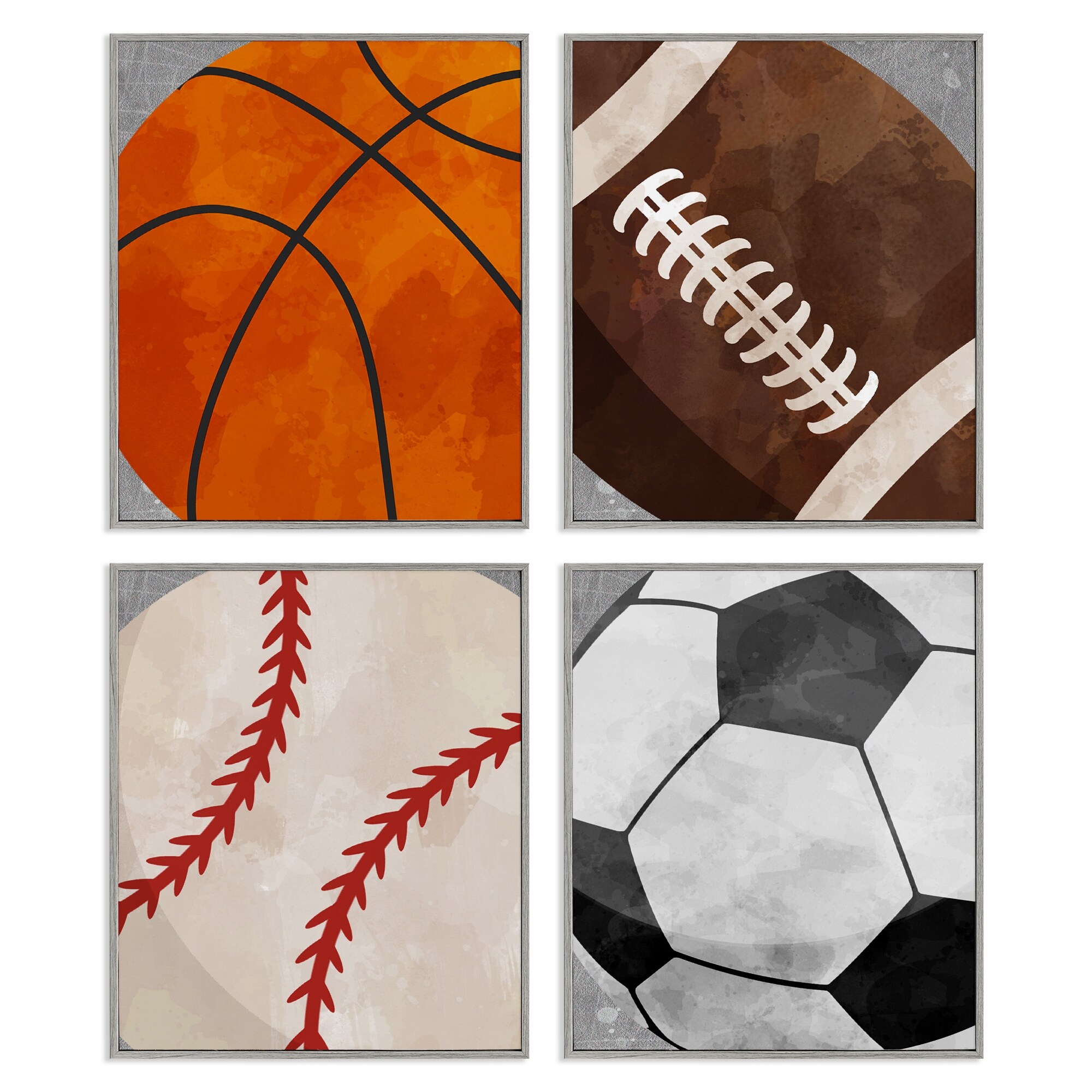 Stupell Team Sports Bouncing Fun Framed Giclee Art Design By Christine Simpson Art (Set of 4)