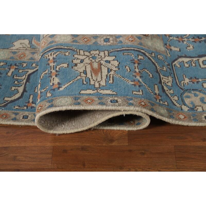 Blue Tabriz Persian Area Rug Handmade Wool Carpet - 9'4" x 12'10"