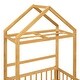 preview thumbnail 11 of 15, Natural Twin Size Wooden Floor Bed with Fence Railings and Detachable Headboard, Kids Dress Up Rack, Playhouse Frame