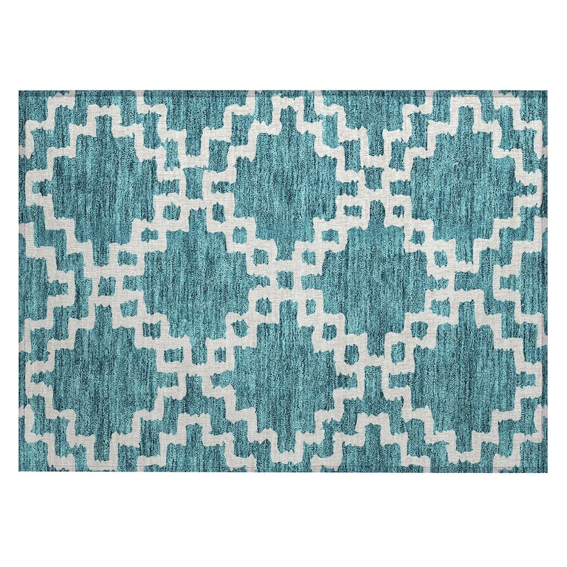 Machine Washable Indoor/ Outdoor Chantille Trellis Geo Rug