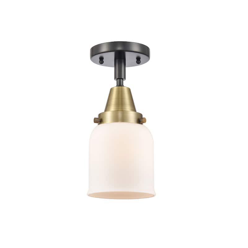 Innovations Lighting Caden Bell - 1 Light 5" Flush Mount - Matte White/Black Antique Brass