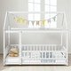 preview thumbnail 24 of 36, Twin / Full Size Wooden House Bed with Fence and Roof bed Frame, Montessori Style Floor Bed for Kids