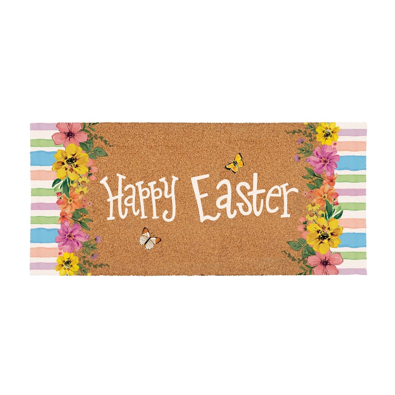 Bunny Blooms Happy Easter Coir Mat - 22" x 10"