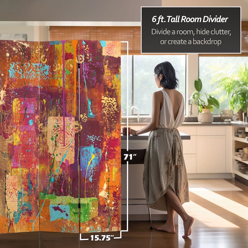India-inspired Double-sided Canvas Room Divider