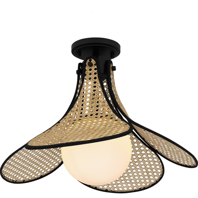Matte Black One Light Semi Flush Mount from the Quoizel Semi-Flush Mount Collection