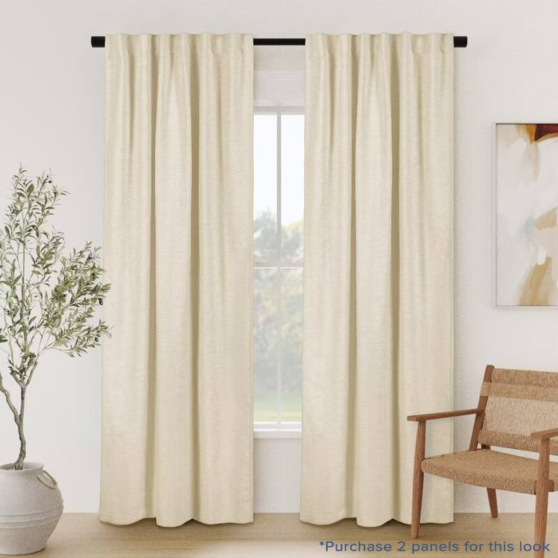 Chenille Solid Room Darkening Back Tab Single Curtain Panel