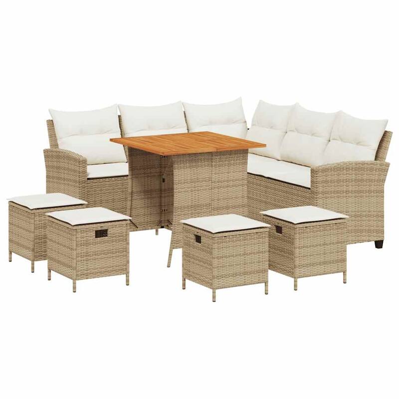 vidaXL Garden Sofa Set Beige, Cream White - 29.9 x 29.9 x 29.1