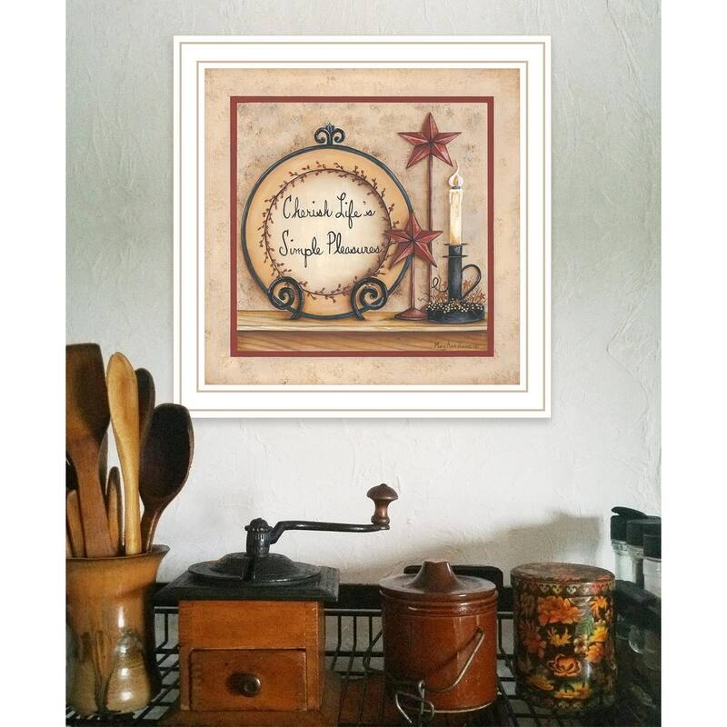 TrendyDecor4U Traditional "Simple Pleasures" Framed Print Wall Art by Mary Ann June - Brown, Tan, Yellow