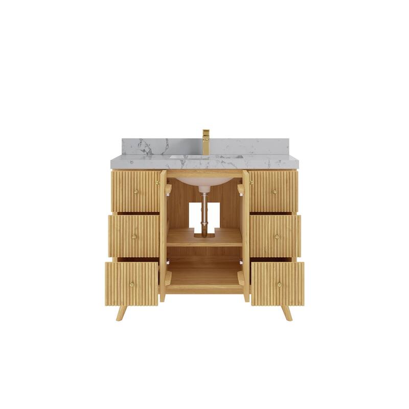 Willow Collections 42 in. W x 22 in. D Pasadena Solid TeakSingle Sink Bathroom Vanity with Countertop