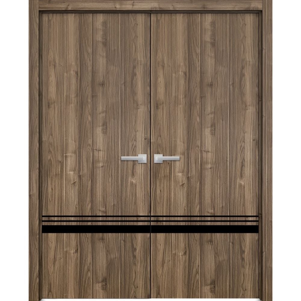 Solid French Double Doors 36 x 80 Planum 0012 Walnut with