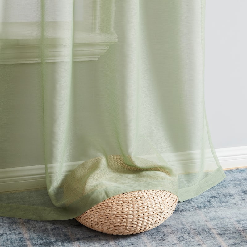 HLC.me Lauren Semi Sheer Rod Pocket & Back Tab Window Curtains Panels, Set of 2