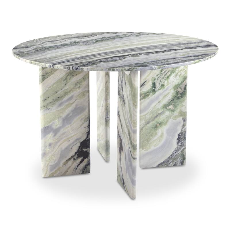 NADAAL STUDIOS Amaryllis Dining Table for 4, Round Green Onyx Marble Top, Contemporary Design, Green