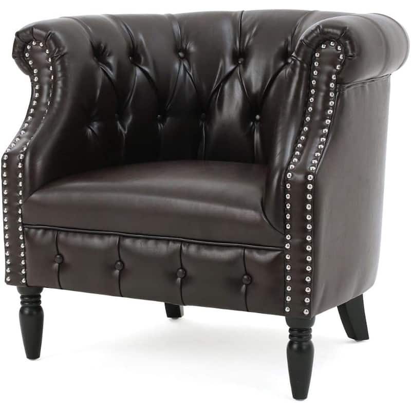 Akira Tufted Bonded Leather Club Chair by Christopher Knight Home