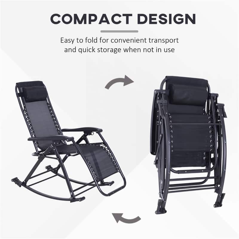 Mesh Zero Gravity Recliner Chair with Folding Legs and Cup Holders - 47.25" D x 26.5" W x 40.25" H
