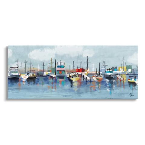 Stupell Industries Varied Boats Docked Port Marina Ocean Landscape Canvas Wall Art, Design by Tina Finn