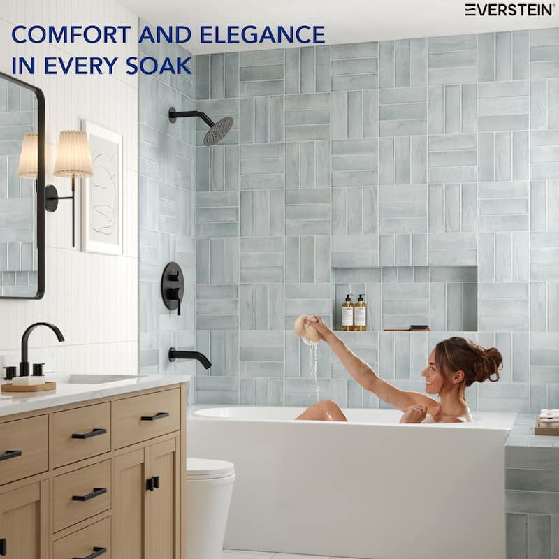 6" Dual-Function Tub and Shower Faucet Set, Modern Tub And Shower Trim Kit Valve Included