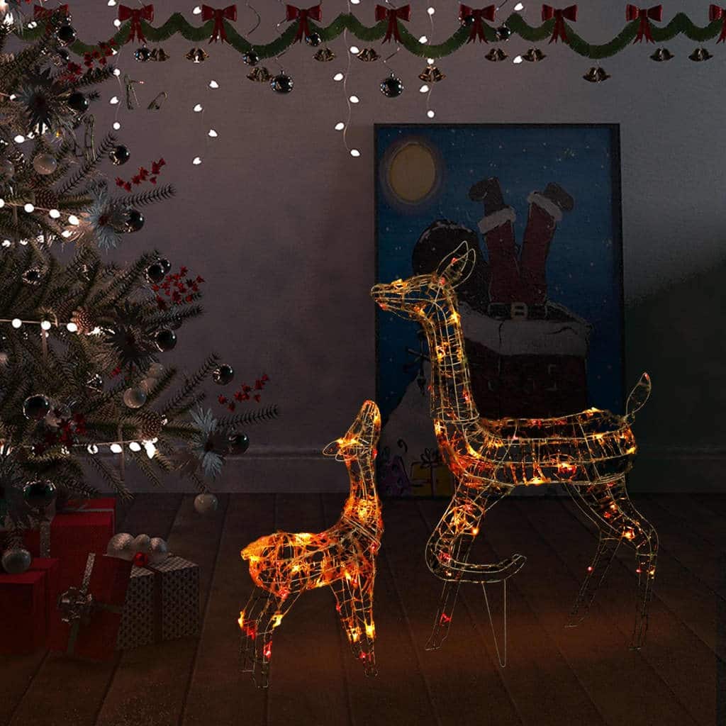 vidaXL Acrylic Reindeer Family Christmas Decoration 160 LED Colorful - Multicolor - 27.2" x 6.7" x 35.4"