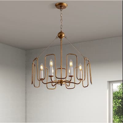 Aurelia 6-light Rustic Gold Drum Chandelier for Living/ Dining Room - D21'' x H62.7''