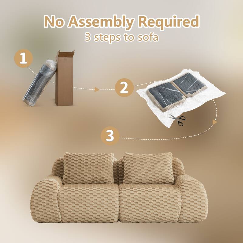 82" Modern Modular Sectional Sofa for Living Room,Flannelette Fabric,highly textured,Oversized 2-Seater Couch with Deep Seat