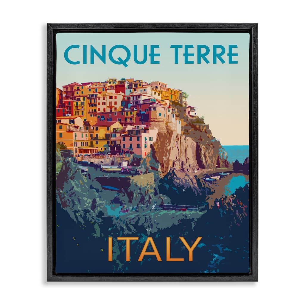 Stupell Italian Coast Cityscape Framed Floater Canvas Wall Art Design By Victoria Barnes