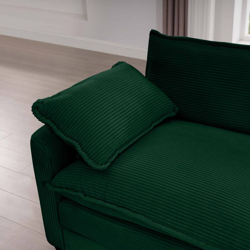 L-shaped Chaise Sectional Sofa with Ottoman and Double Cushions