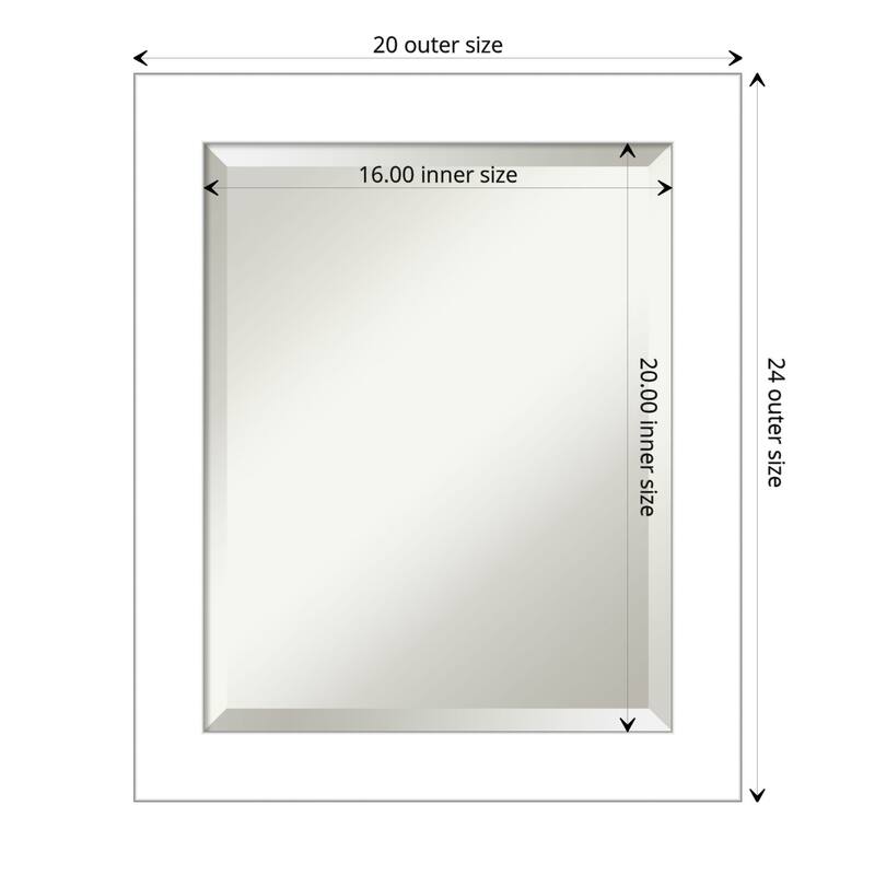Beveled Bathroom Wall Mirror - Wedge White Frame - Wedge White - Outer Size: 20 x 24 in