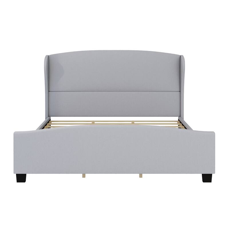Roomfitters Full/Queen/King Size Upholstered Bed, Wingback Linen Frame, 51" High Headboard, No Box Spring Needed