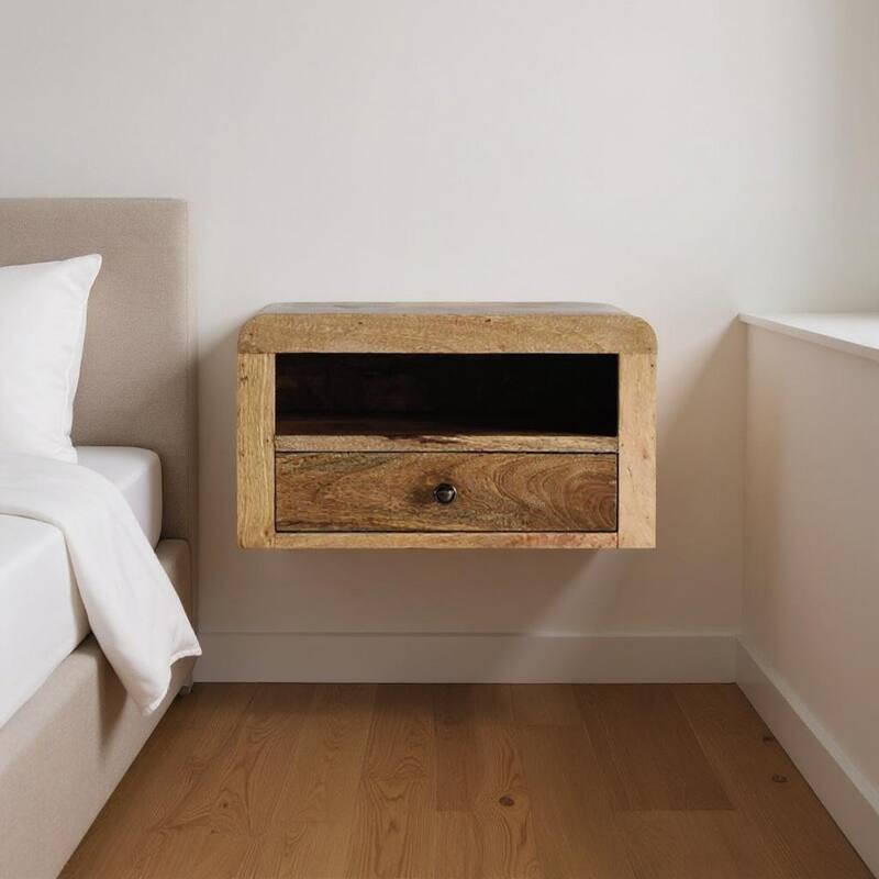 HomeRoots 18" Brown Solid Wood One Drawer Floating Nightstand - Brown - 1-drawer