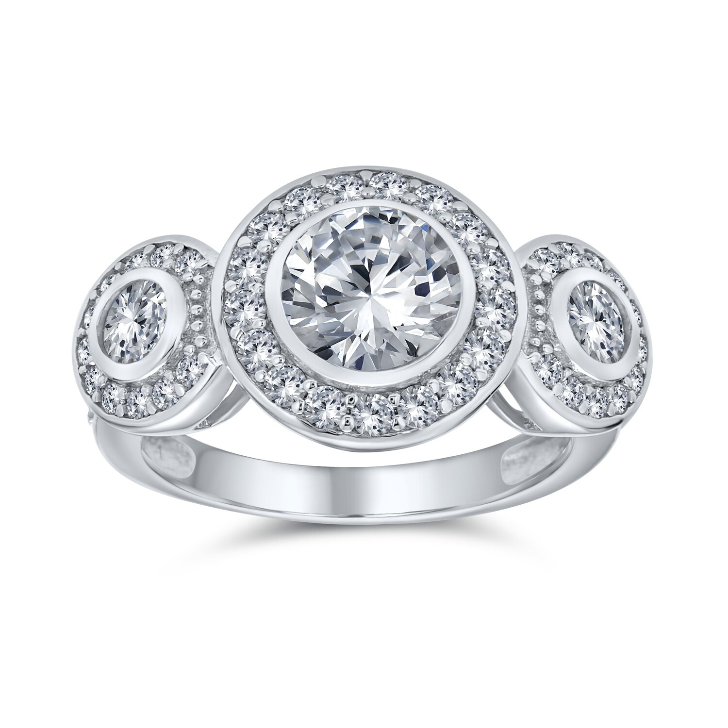Shop Art Deco 925 Sterling Silver Aaa Cz Halo Circlet Engagement Ring Overstock 17985878