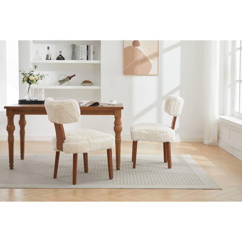 Set of 2 Fabric Modern Armless Dining Chairs