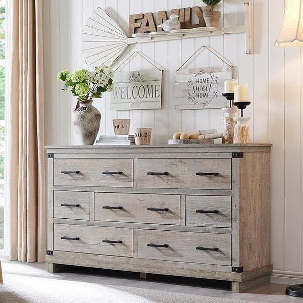 Farmhouse 7 Drawers Dresser, Wood Chest of Drawers, Closet Dresser - Bed  Bath & Beyond - 40768017