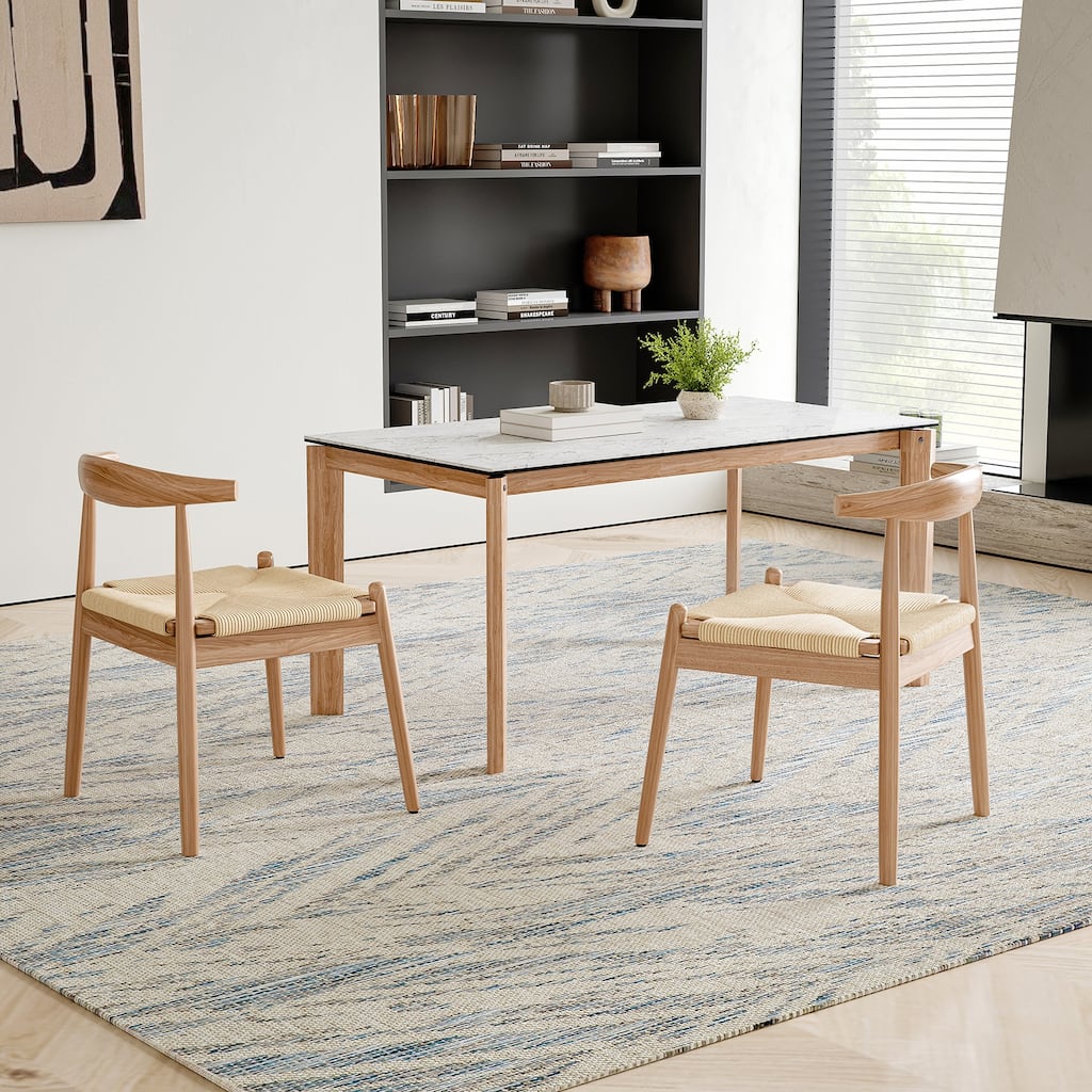 Natural Beige Dining Chair Set of 2 Side Chair Office Chair Meeting Room Chairs with Curved Backrest