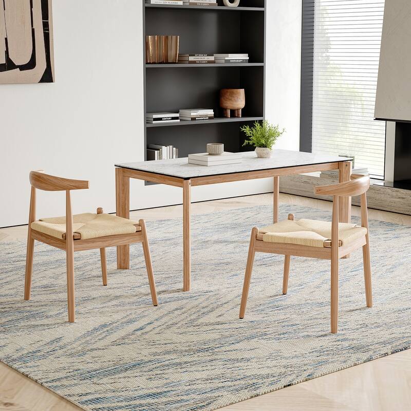 Natural Beige Dining Chair Set of 2 Side Chair Office Chair Meeting Room Chairs with Curved Backrest - Natural Beige