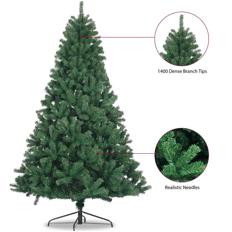 7.5Ft Christmas Tree,Full Natural Spruce Fir Tree,Metal Base - Home Christmas Holiday Ornaments