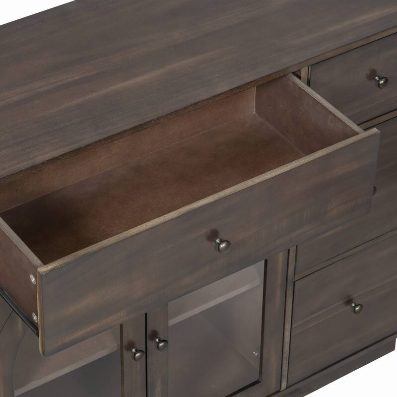 55.1" Large Storage Cabinet with 2 Doors and 7 Drawers for Living and Dining Room Organization