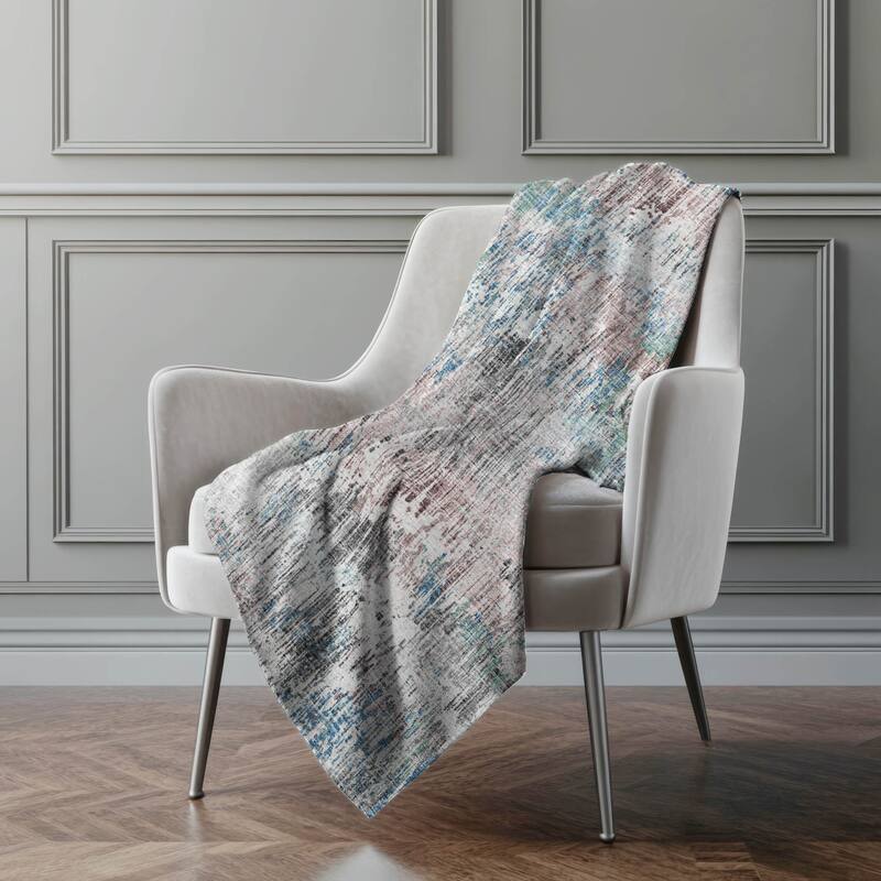 Premium Machine Washable ASB66 Abstract Ombre Sherpa Throw Blanket